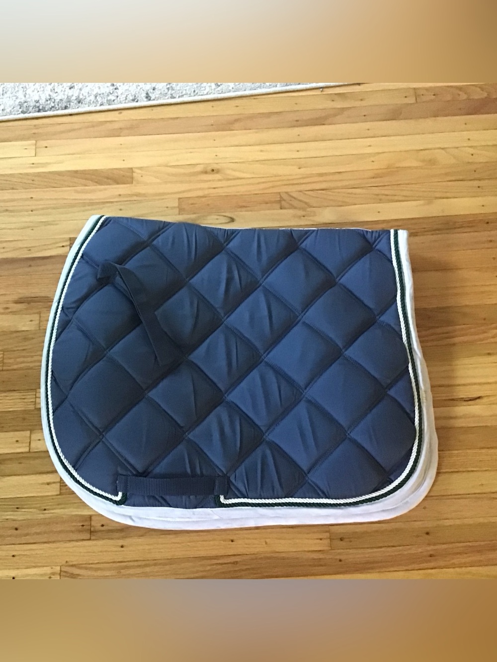 Lettia Blue Saddle Pad with White & Green Trim